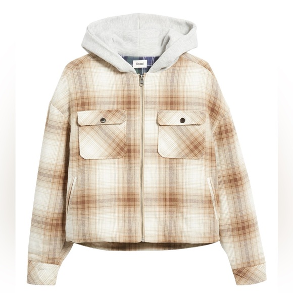 Elwood Oversized Plaid Flannel Hooded Zip Jacket - Picture 1 of 3